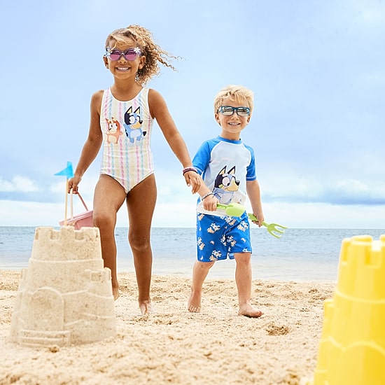 Toddler Boys UV Protection Bluey 2-pc. Rash Guard Set