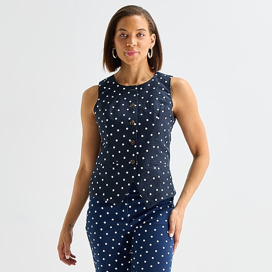Liz Claiborne Womens Round Neck Sleeveless Vest
