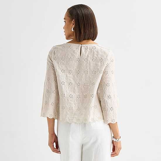 Liz Claiborne Womens Round Neck 3/4 Sleeve Blouse