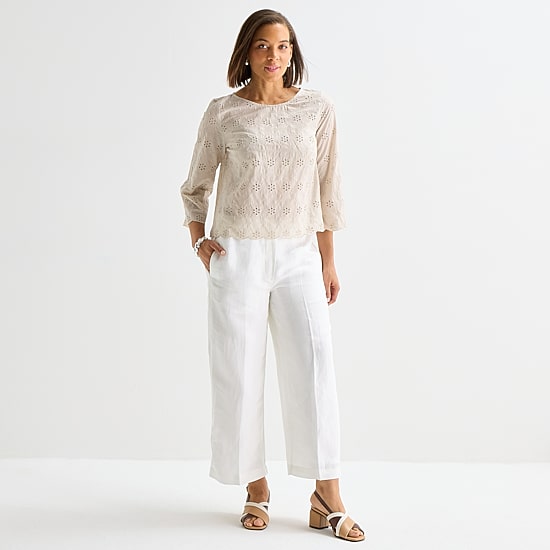 Liz Claiborne Womens Round Neck 3/4 Sleeve Blouse