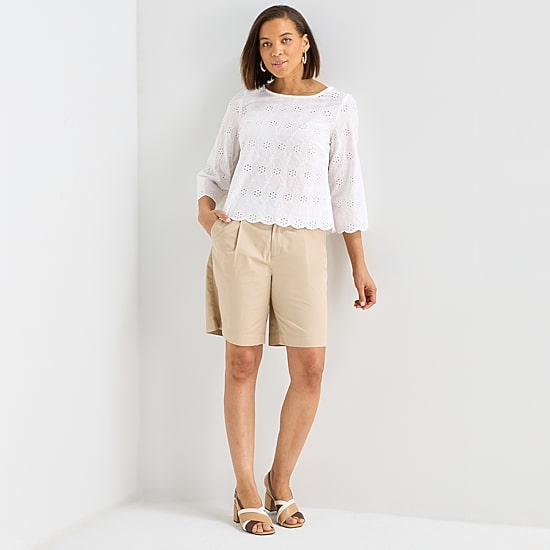 Liz Claiborne Womens Round Neck 3/4 Sleeve Blouse