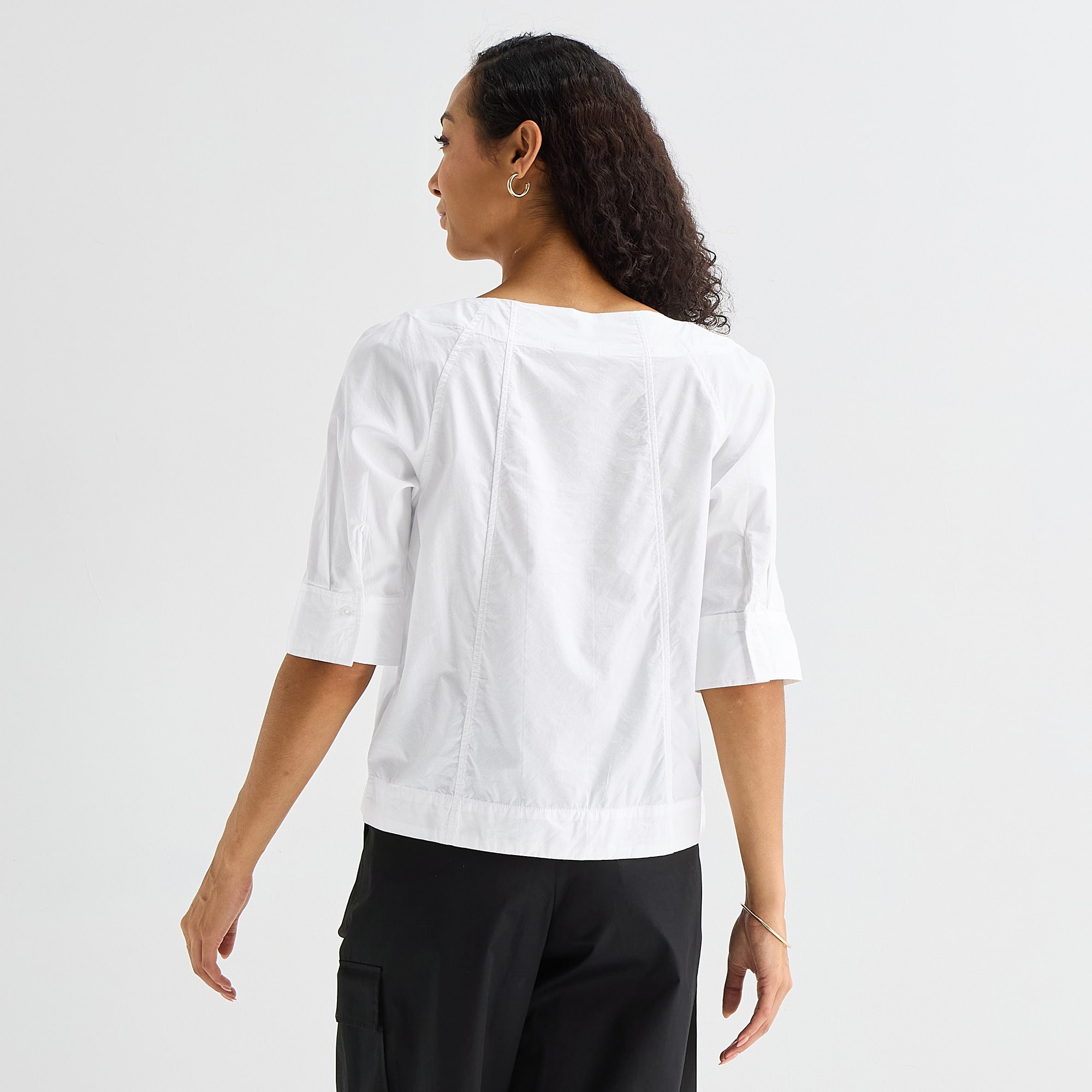 Liz Claiborne Womens Boat Neck 3/4 Sleeve Blouse