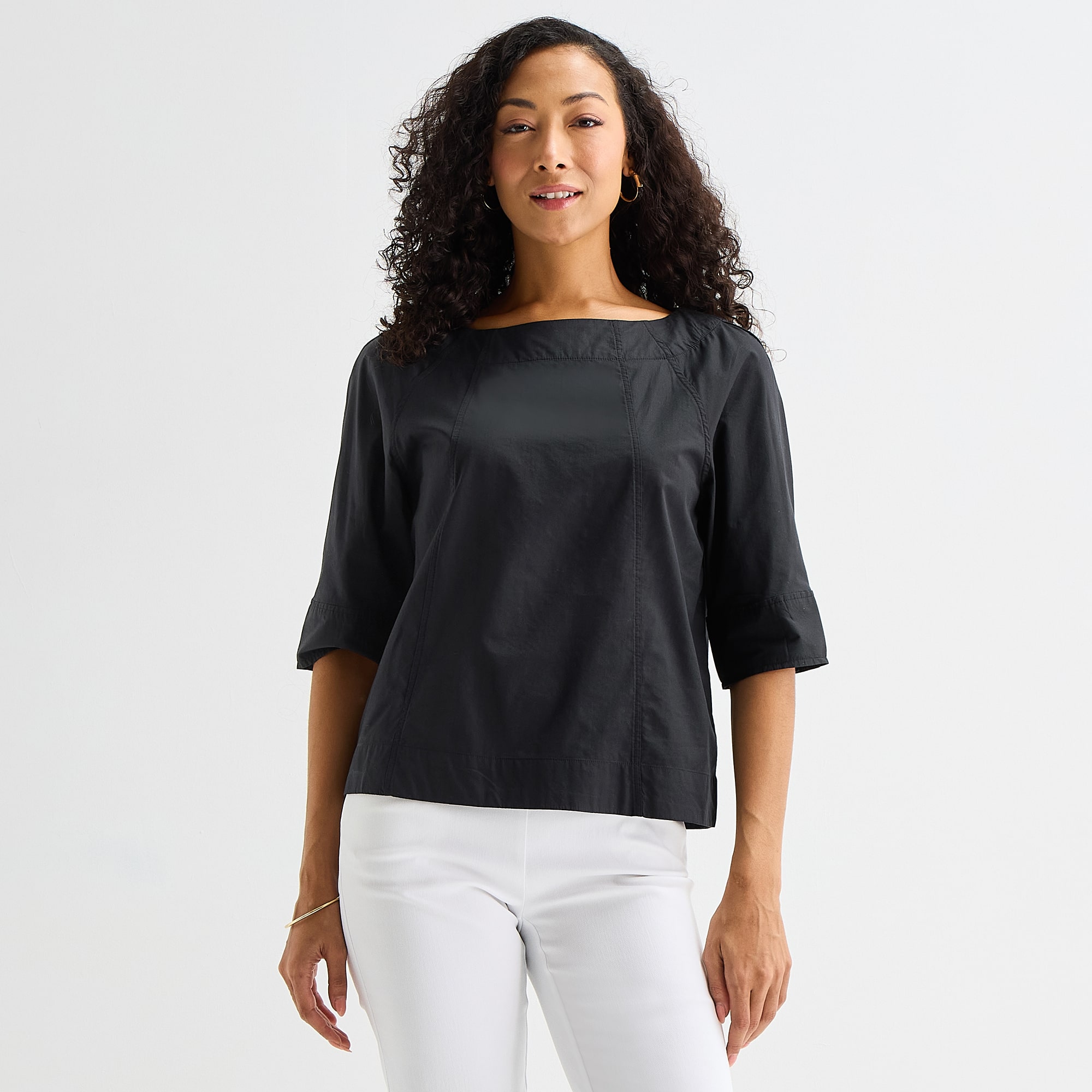 Liz Claiborne Womens Boat Neck 3/4 Sleeve Blouse