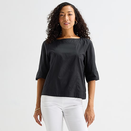 Liz Claiborne Womens Boat Neck 3/4 Sleeve Blouse