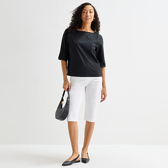 Liz Claiborne Womens Boat Neck 3/4 Sleeve Blouse