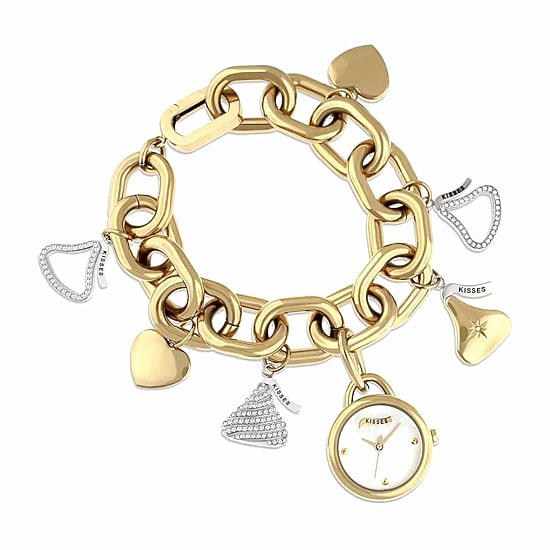 HERSHEY'S Womens Gold Tone Stainless Steel Bracelet Watch Ks008gd