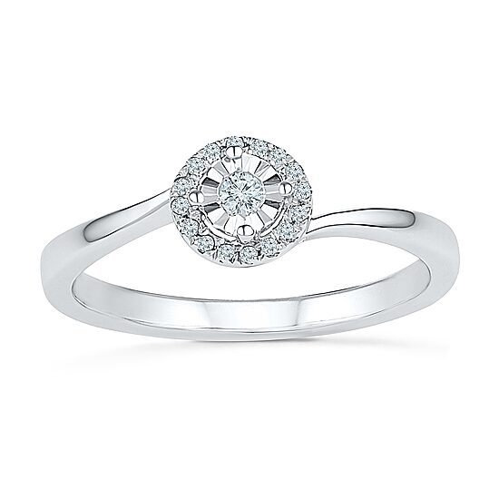 Promise My Love Womens 1/10 CT. T.W. Natural White Diamond Sterling Silver Round Promise Ring