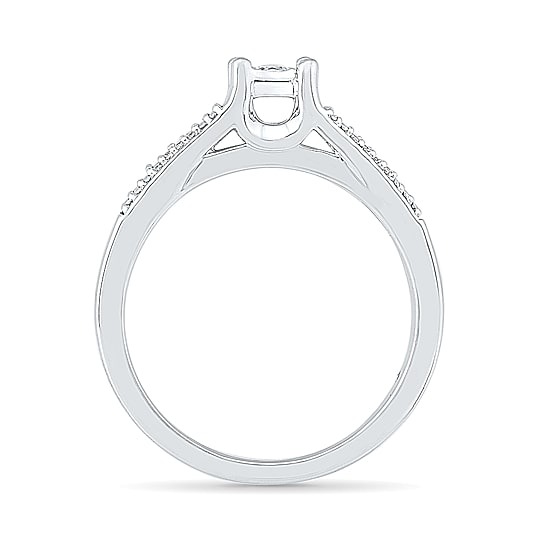 Promise My Love Womens 1/10 CT. T.W. Natural White Diamond 10K Gold Round Side Stone Promise Ring