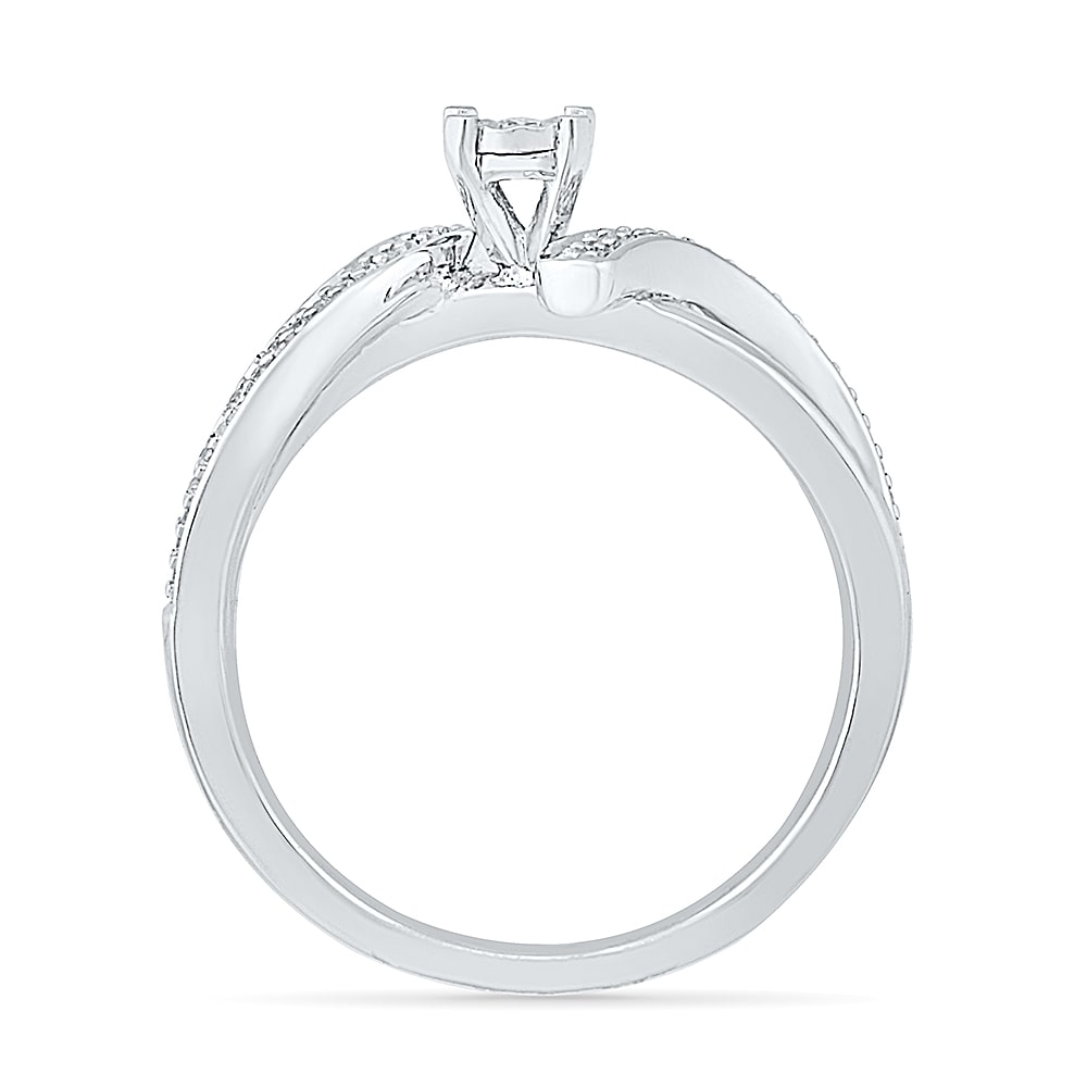 Promise My Love Womens 1/10 CT. T.W. Natural White Diamond Sterling Silver Round Bypass  Ring