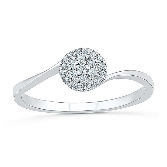 Promise My Love Womens 1/8 CT. T.W. Natural White Diamond Sterling Silver Round Halo Promise Ring
