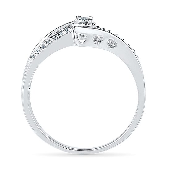 Promise My Love Womens 1/10 CT. T.W. Natural White Diamond Sterling Silver Round Side Stone Promise Ring