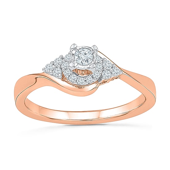 Promise My Love Womens 1/5 CT. Natural White Diamond 10K Gold Round Promise Ring