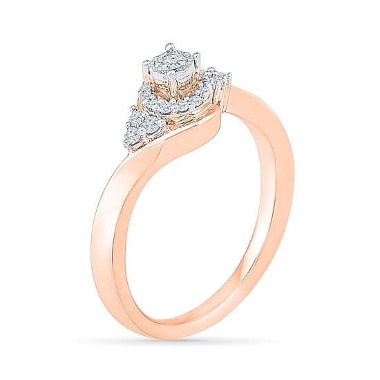 Promise My Love Womens 1/5 CT. Natural White Diamond 10K Gold Round Promise Ring