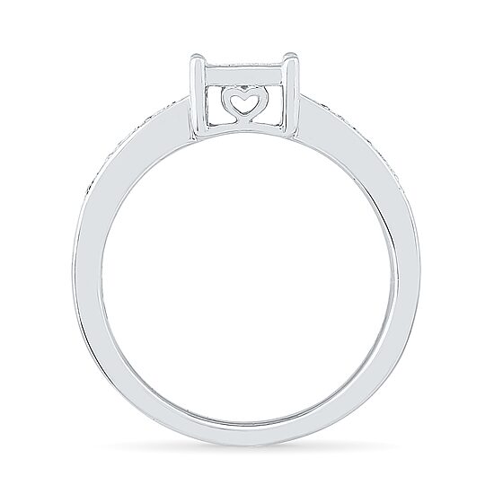 Womens 1/6 CT. T.W. Natural White Diamond Sterling Silver Side Stone Promise Ring