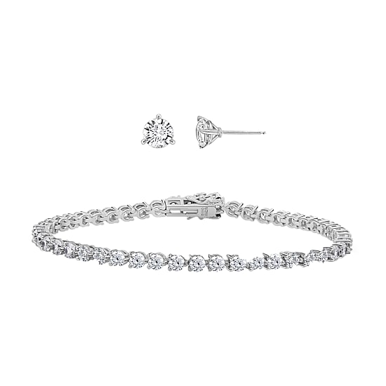 DiamonArt® 10 CT. T.W. Cubic Zirconia Earring and Bracelet Set