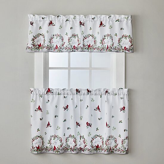 Saturday Knight Cardinals & Berries Holiday 2-pc. Rod Pocket Window Tier