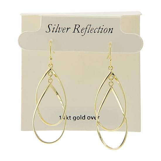 Silver Reflections 14K Gold Over Brass Pear Drop Earrings