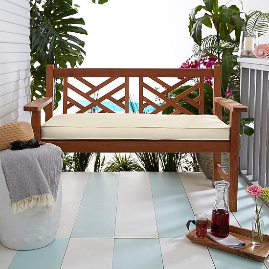 Mozaic Company 60''X19''X3'' Bench Corded Patio Seat Cushion - Natural