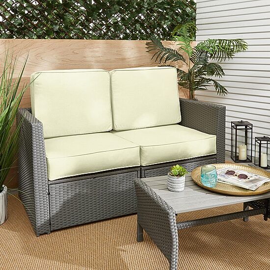 Mozaic Company Deep Seating Loveseat Cushion Set,Corded Patio Seat Cushion - Natural