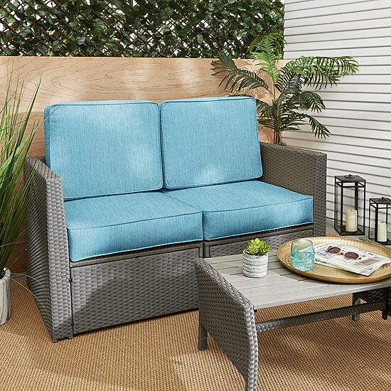 Mozaic Company Deep Seating Loveseat Cushion Set,Corded Patio Seat Cushion - Cast Horizon