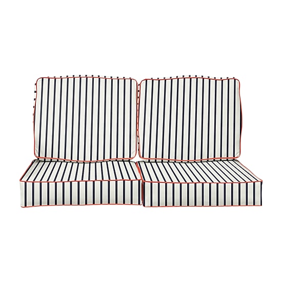 Mozaic Company Deep Seating Loveseat Cushion Set,Corded Patio Seat Cushion - Lido Indigo