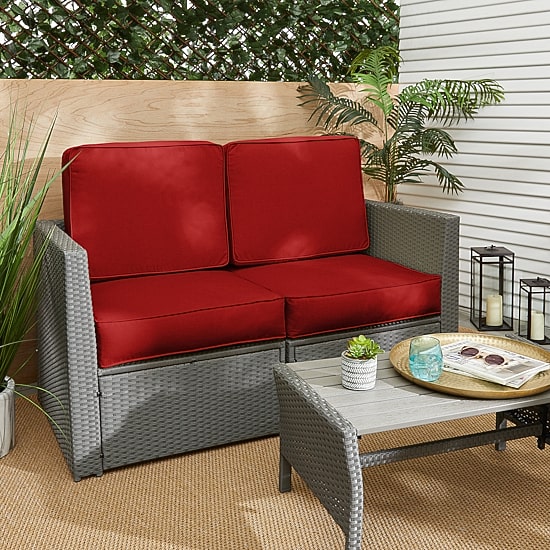 Mozaic Company Deep Seating Loveseat Cushion Set,Corded Patio Seat Cushion - Crimson