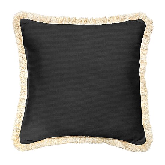 Mozaic Company 18'' Fringe Outdoor Pillow - Canvas Black