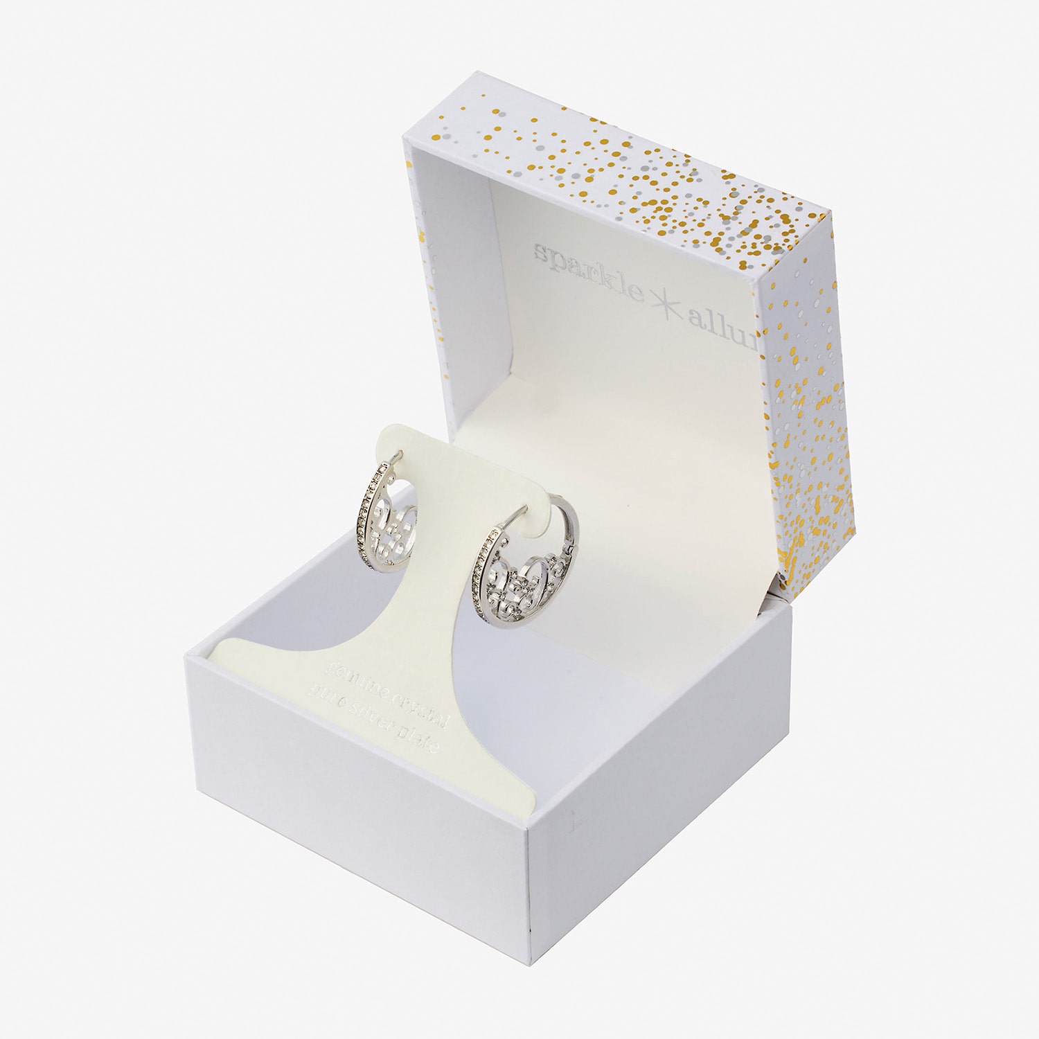 Sparkle Allure Filigree Womens Crystal 23.6mm Hoop Earrings