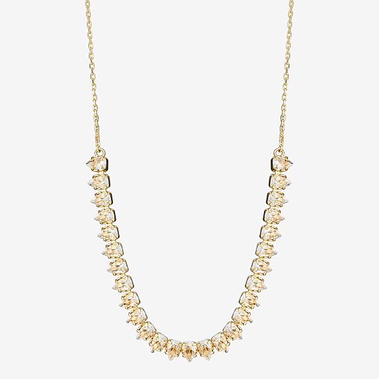 Silver Reflections Frontal Womens Cubic Zirconia 14K Gold Over Brass 16 Inch Tennis Necklace