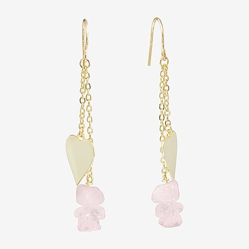 Sparkle Allure Womens Pink Quartz 14K Gold Over Brass Heart Drop Earrings, One Size