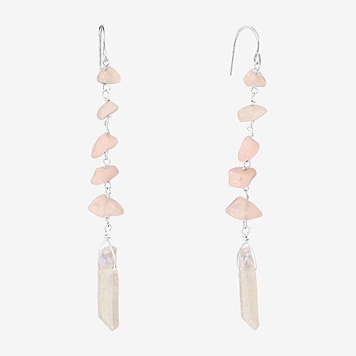 Sparkle Allure Womens Pink Quartz Pure Silver Over Brass Drop Earrings, One Size