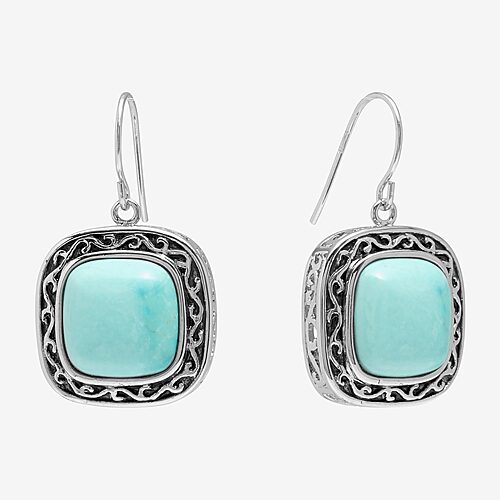 Sparkle Allure Womens Turquoise Howlite Pure Silver Over Brass Drop Earrings, One Size