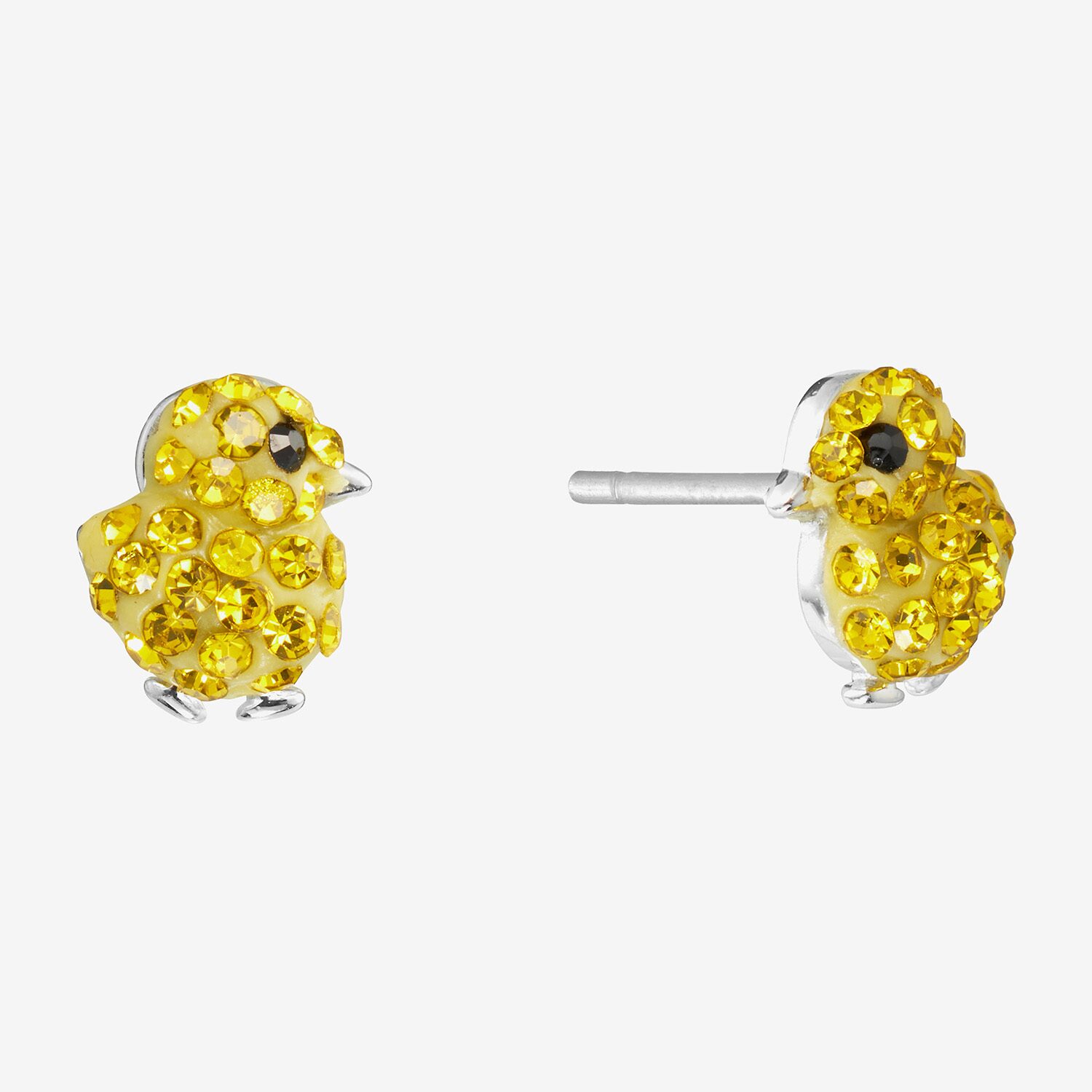 Silver Treasures Chicken Yellow Crystal Sterling Silver 8.1mm Stud Earrings