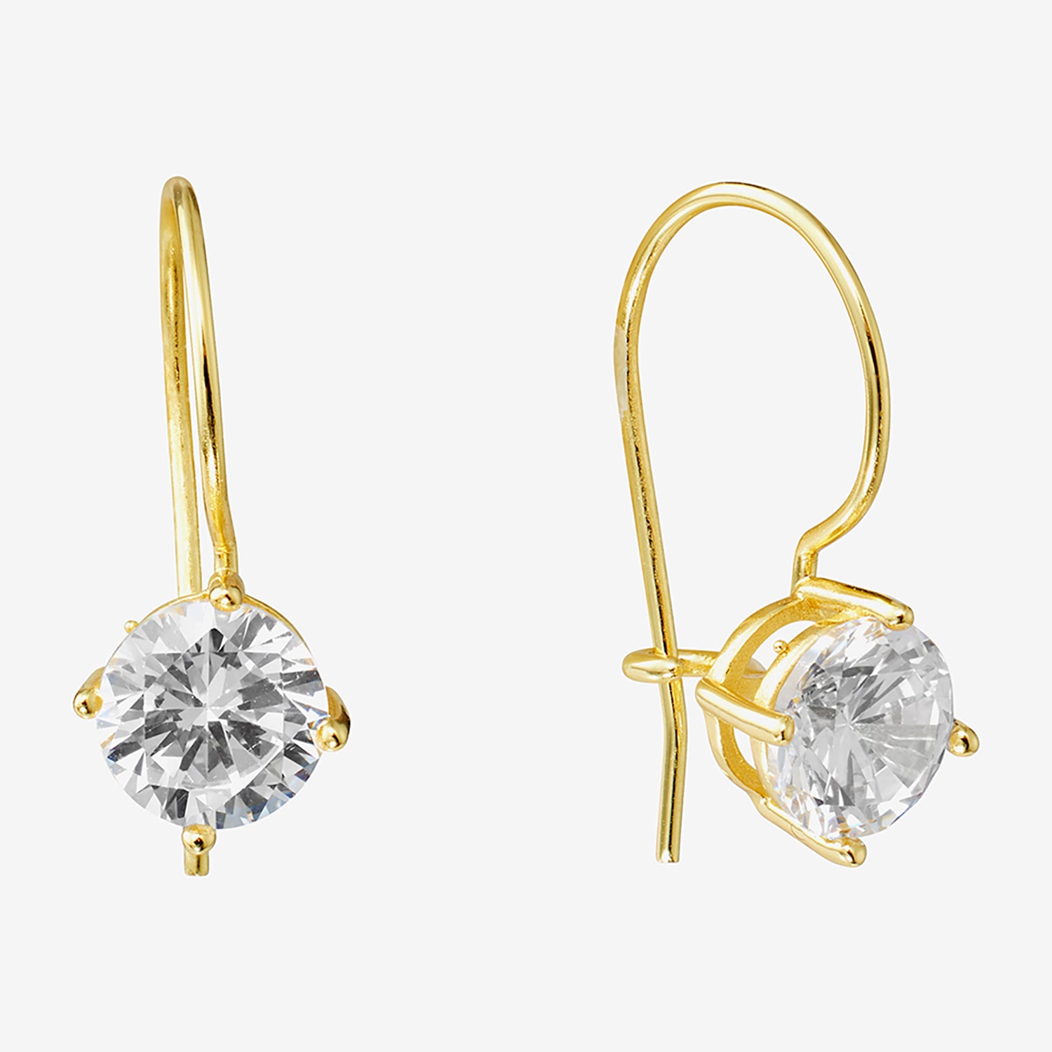 Silver Treasures Womens Cubic Zirconia 14K Gold Over Silver Round Drop Earrings