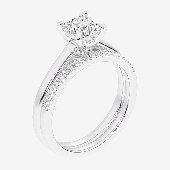 (G / Vs2-Si1) Womens 1 1/4 CT. T.W. Lab Grown White Diamond 14K Gold Solitaire Bridal Set