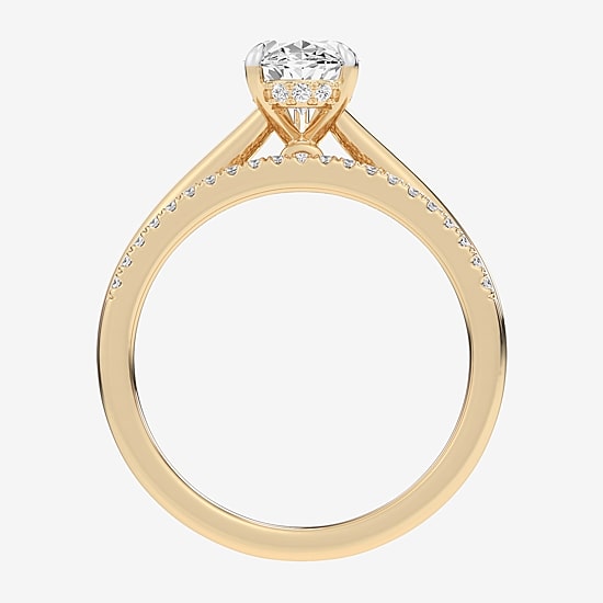 (G / Vs2-Si1) Womens 1 1/4 CT. T.W. Lab Grown White Diamond 14K Gold Pear Solitaire Bridal Set