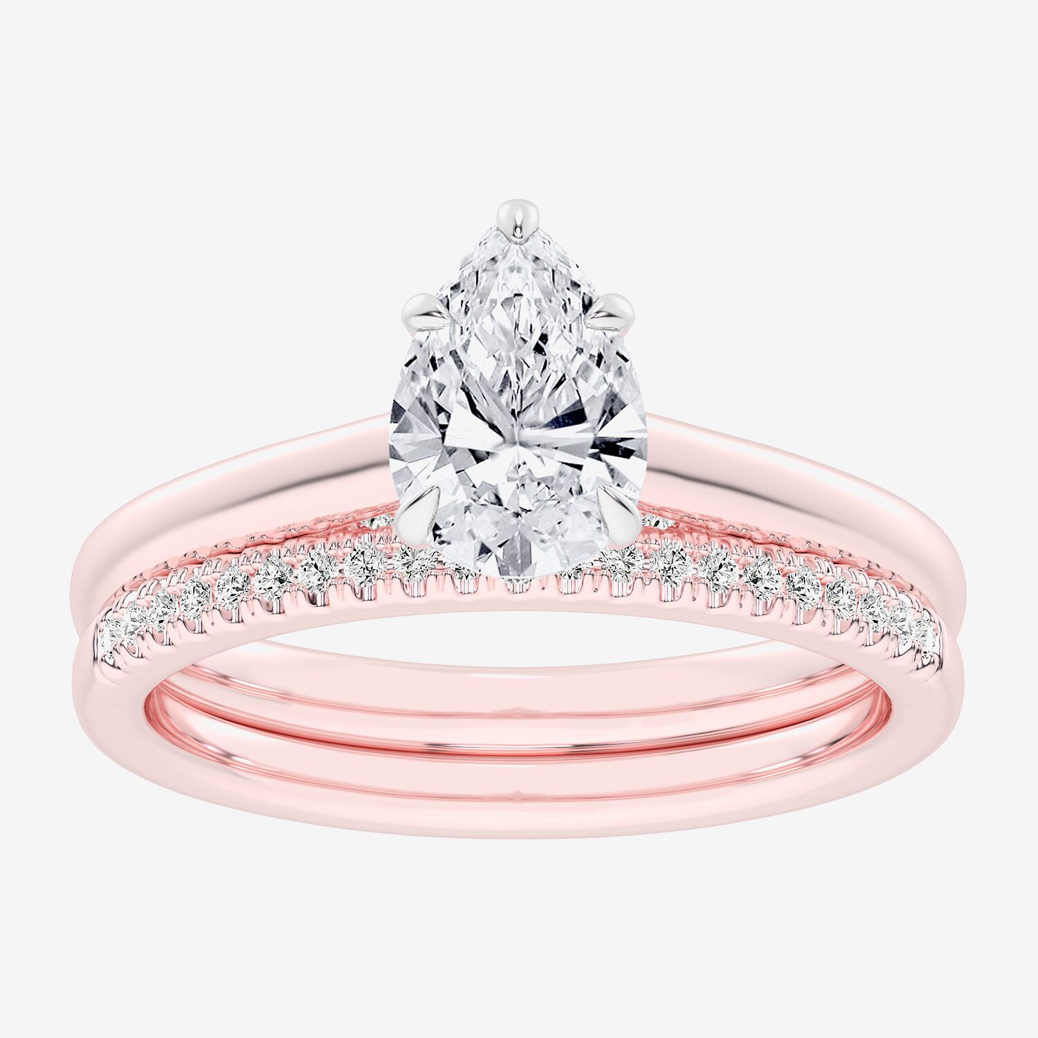 (G / Vs2-Si1) Womens 1 1/4 CT. T.W. Lab Grown White Diamond 14K Gold Pear Solitaire Bridal Set