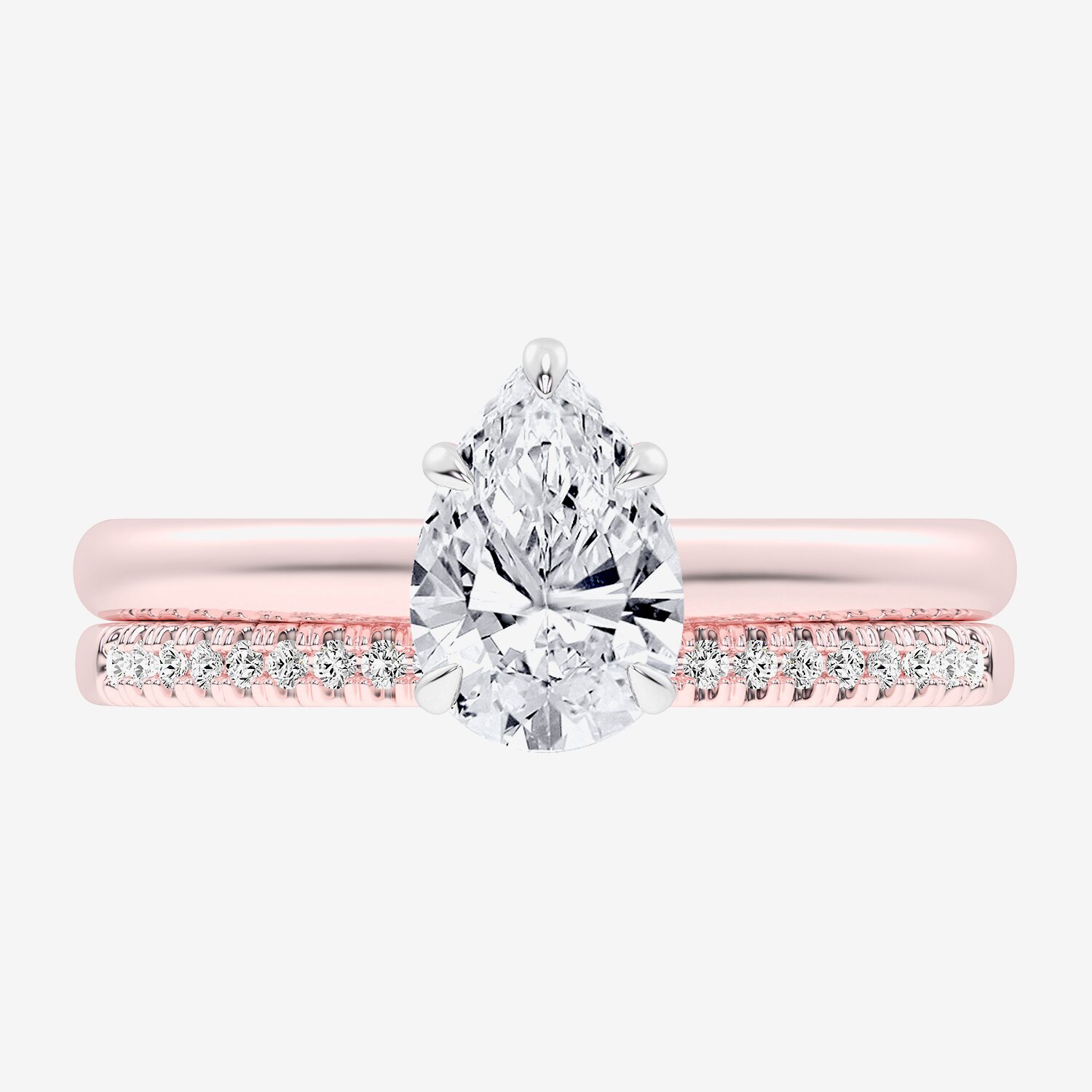 (G / Vs2-Si1) Womens 1 1/4 CT. T.W. Lab Grown White Diamond 14K Gold Pear Solitaire Bridal Set