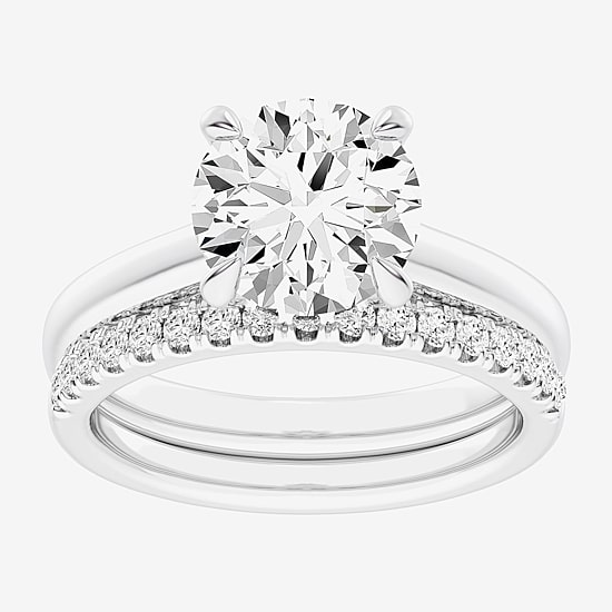 (G-H / Vs2-Si1) Womens 3 1/2 CT. T.W Lab Grown White Diamond 14K Gold Round Solitaire Bridal Set
