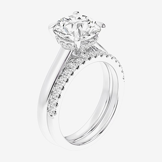 (G-H / Vs2-Si1) Womens 3 1/2 CT. T.W Lab Grown White Diamond 14K Gold Round Solitaire Bridal Set