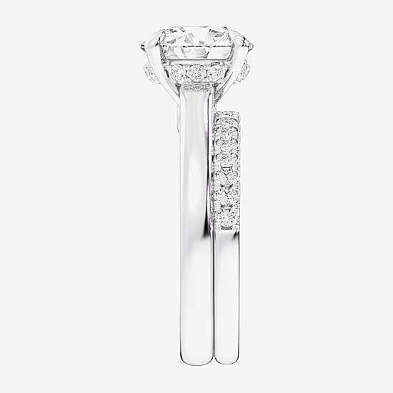 (G-H / Vs2-Si1) Womens 3 1/2 CT. T.W Lab Grown White Diamond 14K Gold Round Solitaire Bridal Set