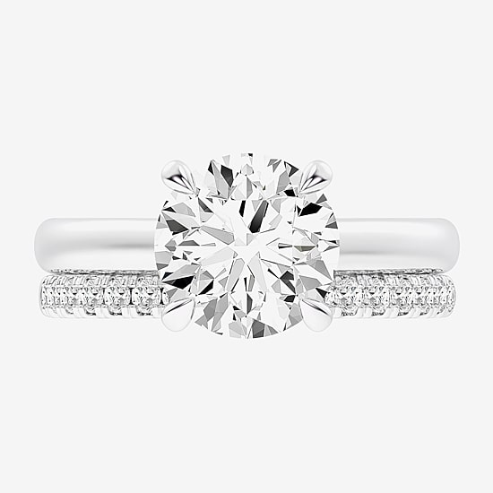 (G-H / Vs2-Si1) Womens 3 1/2 CT. T.W Lab Grown White Diamond 14K Gold Round Solitaire Bridal Set