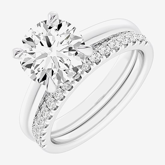 (G-H / Vs2-Si1) Womens 3 1/2 CT. T.W Lab Grown White Diamond 14K Gold Round Solitaire Bridal Set