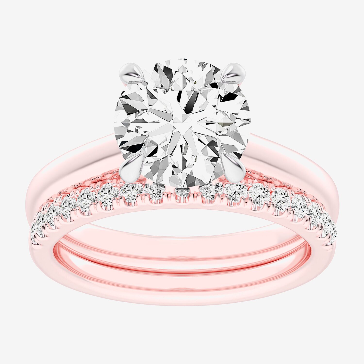 (G-H / Vs2-Si1) Womens 3 1/2 CT. T.W Lab Grown White Diamond 14K Gold Round Solitaire Bridal Set