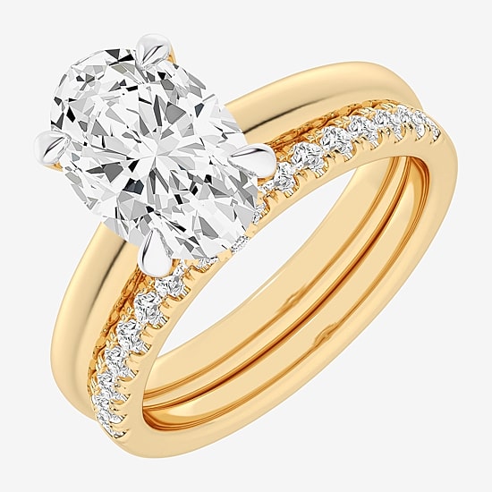 (G-H / Vs2-Si1) Womens 3 1/2 CT. T.W Lab Grown White Diamond 14K Gold Oval Solitaire Bridal Set