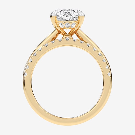 (G-H / Vs2-Si1) Womens 3 1/2 CT. T.W Lab Grown White Diamond 14K Gold Oval Solitaire Bridal Set