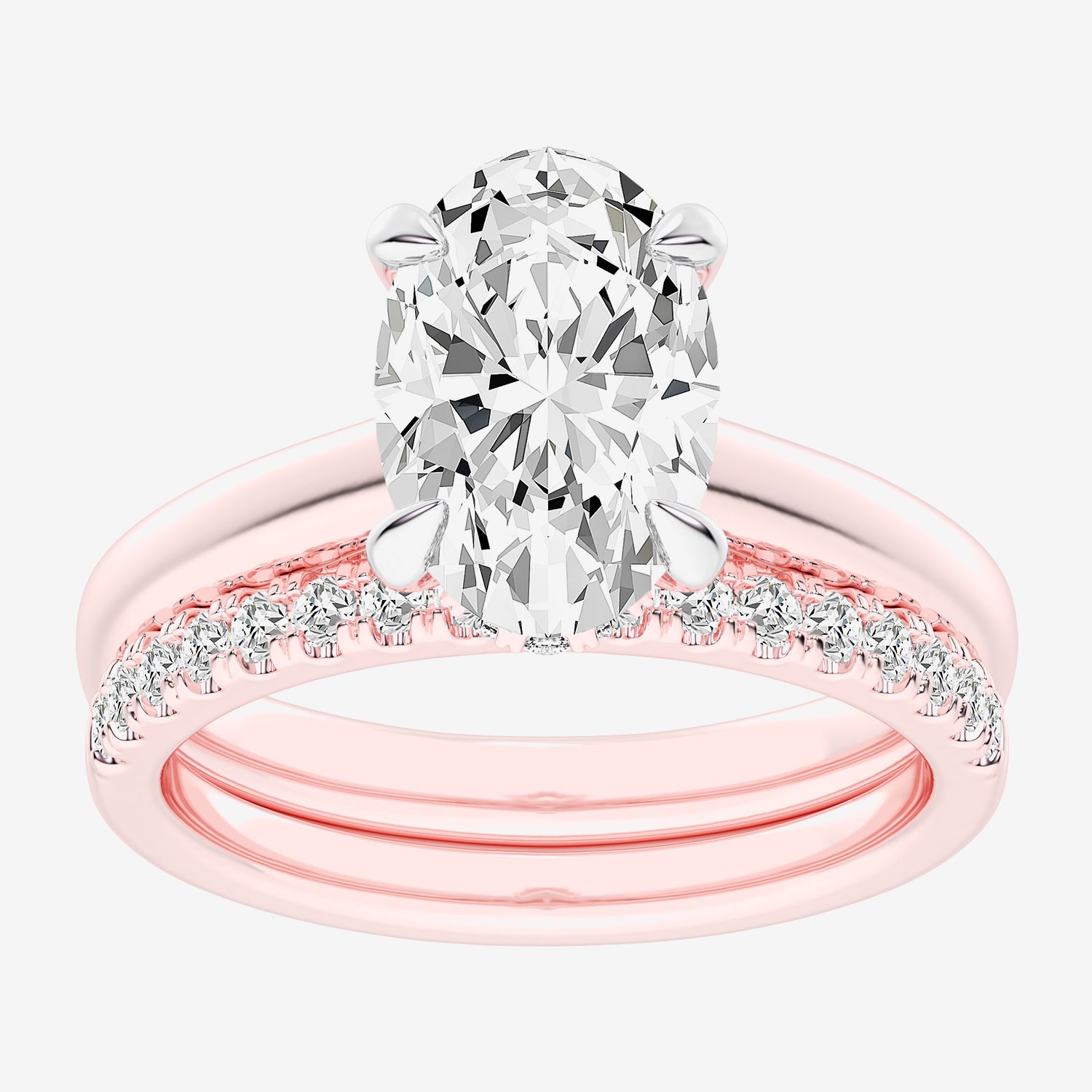 (G-H / Vs2-Si1) Womens 3 1/2 CT. T.W Lab Grown White Diamond 14K Gold Oval Solitaire Bridal Set
