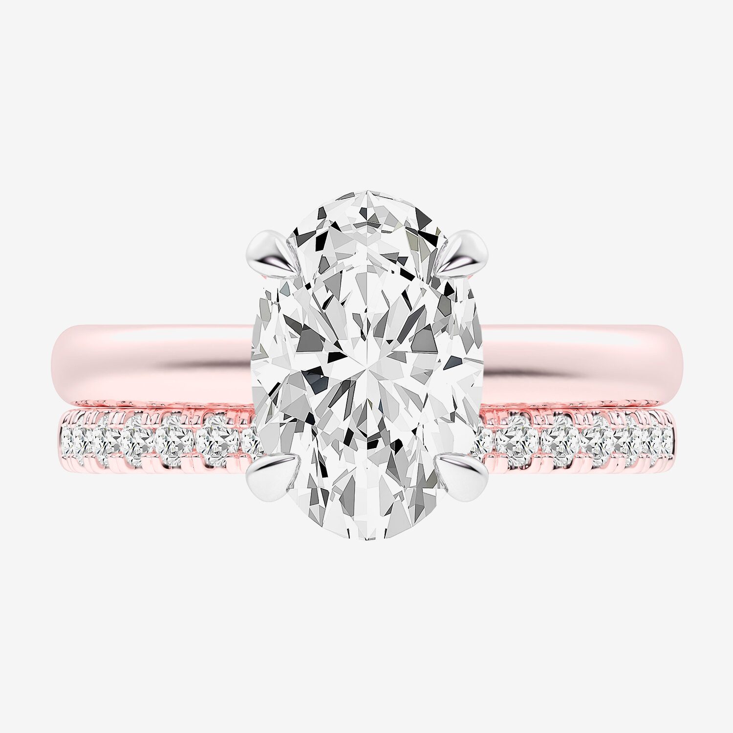 (G-H / Vs2-Si1) Womens 3 1/2 CT. T.W Lab Grown White Diamond 14K Gold Oval Solitaire Bridal Set
