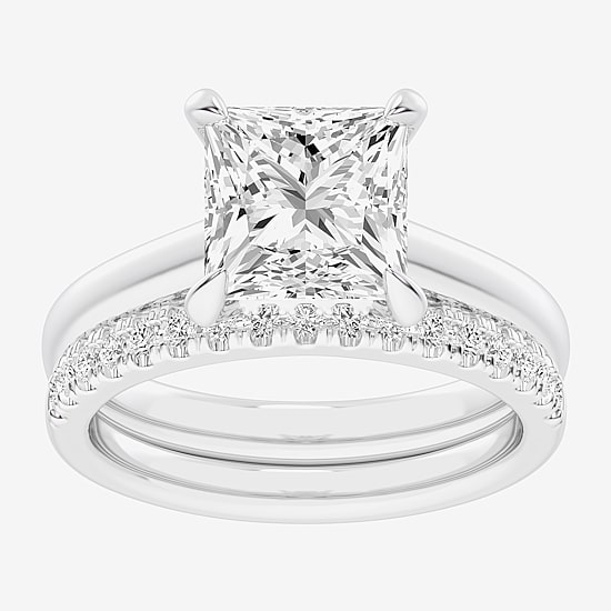 (G-H / Vs2-Si1) Womens 3 1/2 CT. T.W Lab Grown White Diamond 14K Gold Solitaire Bridal Set