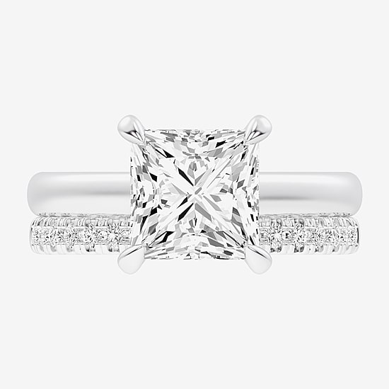 (G-H / Vs2-Si1) Womens 3 1/2 CT. T.W Lab Grown White Diamond 14K Gold Solitaire Bridal Set